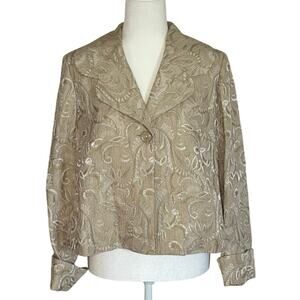 Vintage Laura Ashley Brocade Blazer Women's M Beige Paisley Special Occasion